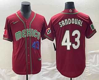 Mens Mexico Baseball #43 Patrick Sandoval Number 2023 Red World Classic Stitched Jersey->2023 world baseball classic->MLB Jersey